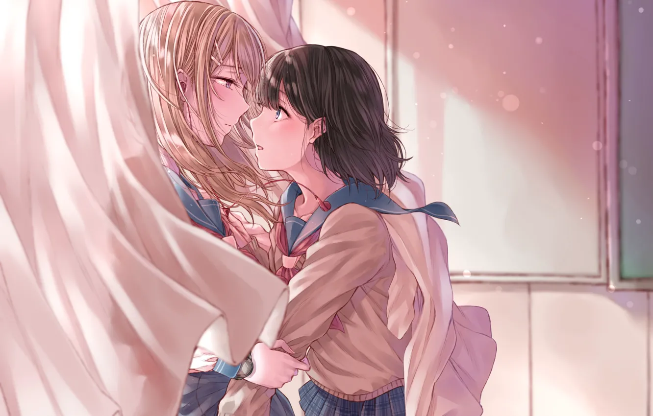 Photo wallpaper girl, window, class, schoolgirl