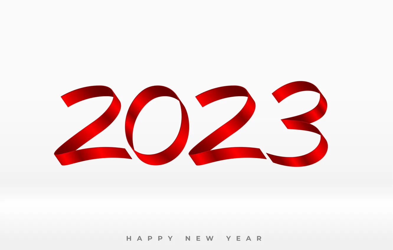 Photo wallpaper red, the inscription, new year, figures, tape, white background, date, 2023