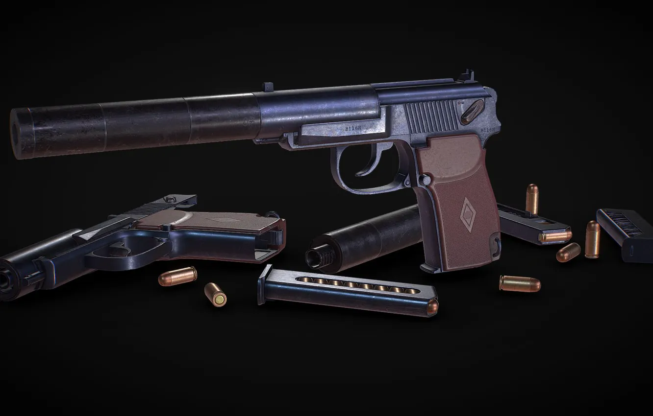 Photo wallpaper Russia, TSNIITOCHMASH, PB (6П9), Semi-automatic pistol with integrated silencer