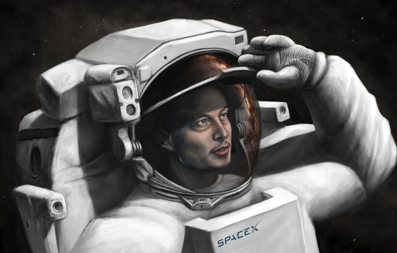 Photo wallpaper SpaceX, spacesuit, Elon Musk
