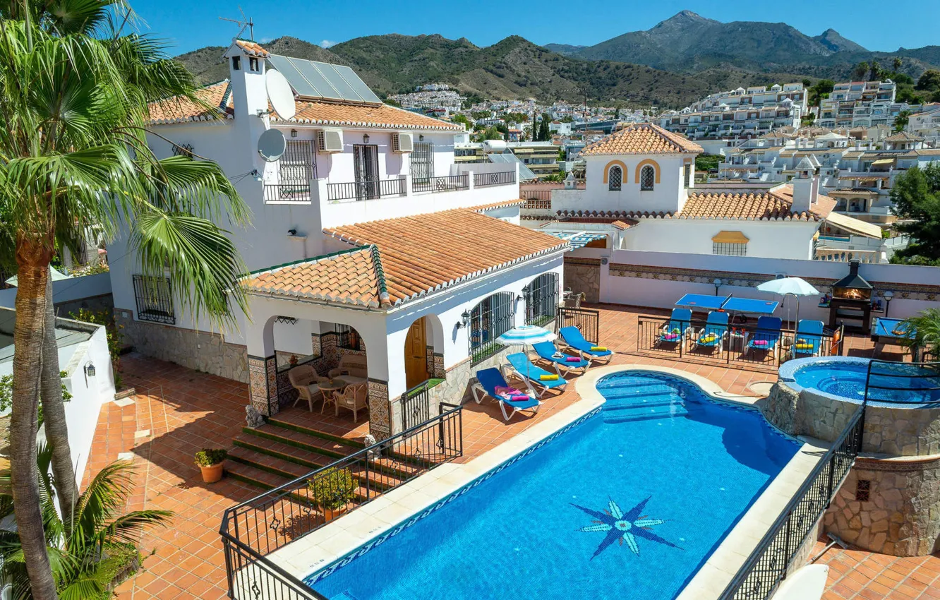Photo wallpaper the city, Villa, pool, architecture, Spain, Andalucia, Villa de Loly In Nerja