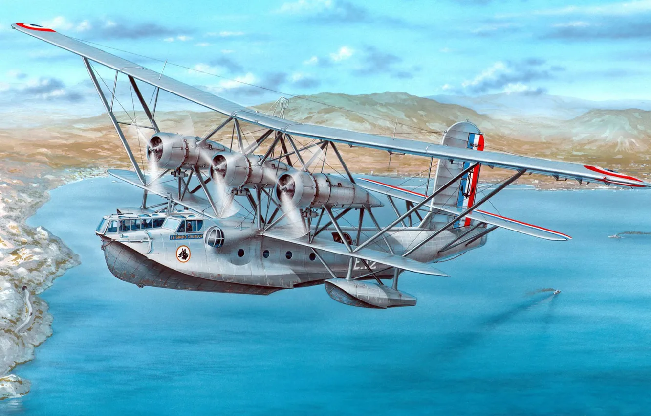 Photo wallpaper in flight, Br.521, French reconnaissance flying boat, Breguet