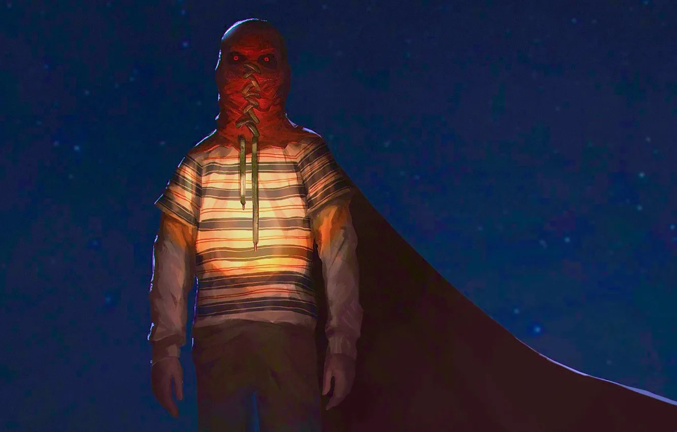 Photo wallpaper night, boy, mask, cloak, Brightburn, Gori Gori Yasno