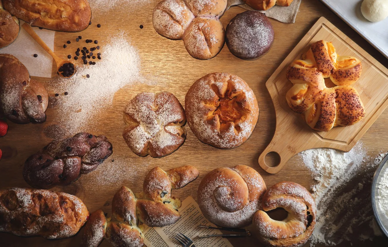 Photo wallpaper bread, muffin, cakes