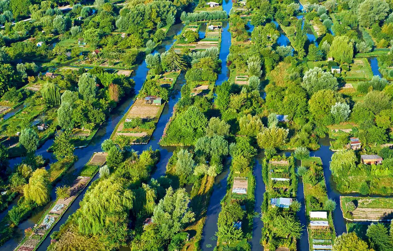 Photo wallpaper France, swamp, channel, Bourges
