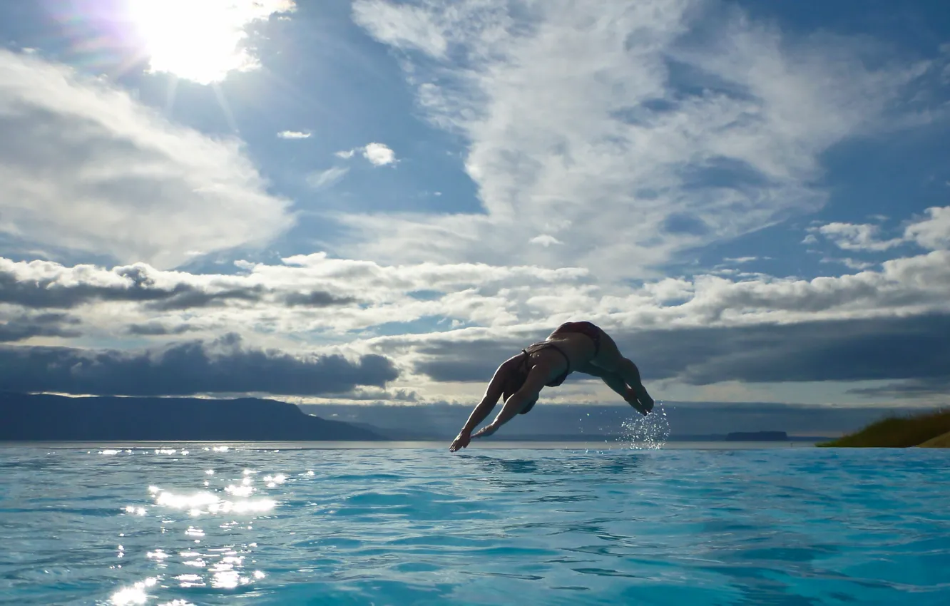 Photo wallpaper sea, girl, the situation