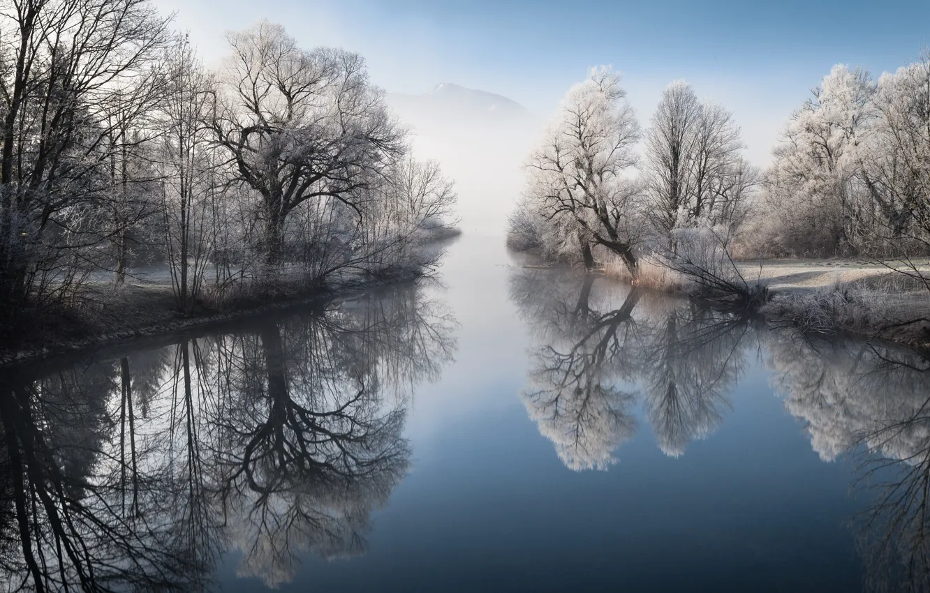 Photo wallpaper winter, nature, river