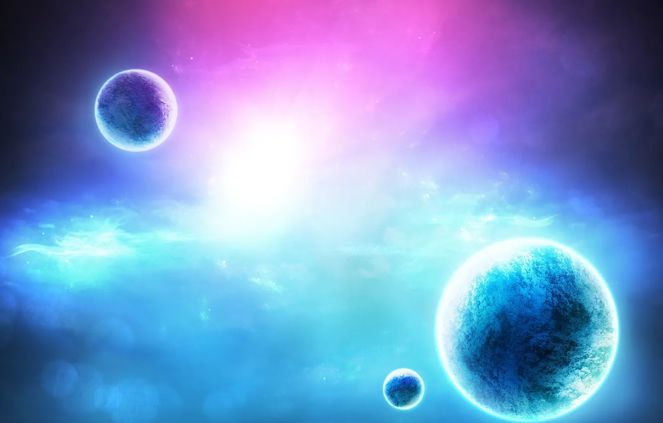 Photo wallpaper space, abstraction, planet, glow, art, Life In Heaven