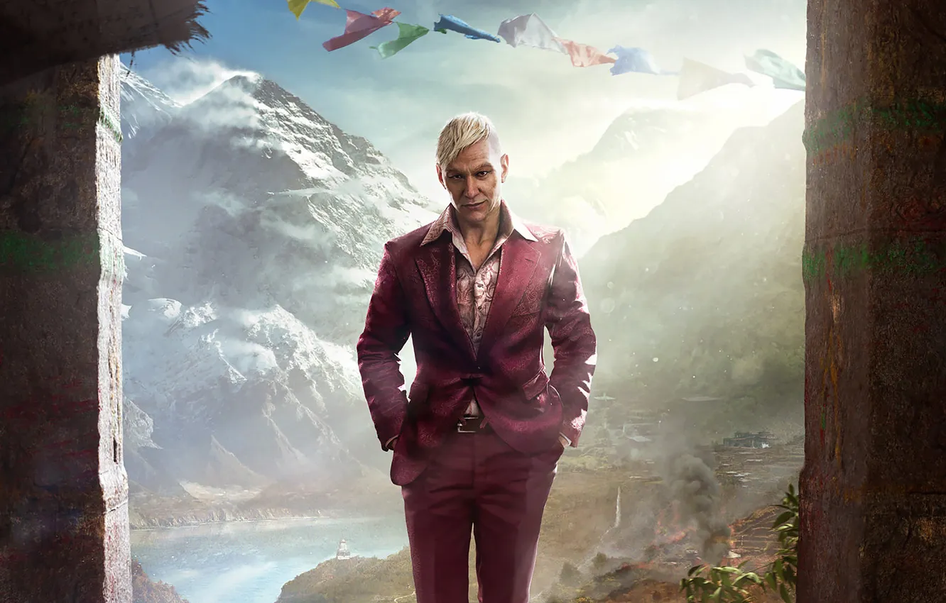 Photo wallpaper look, snow, mountains, villain, Ubisoft, Far Cry 4, Pagan Min.