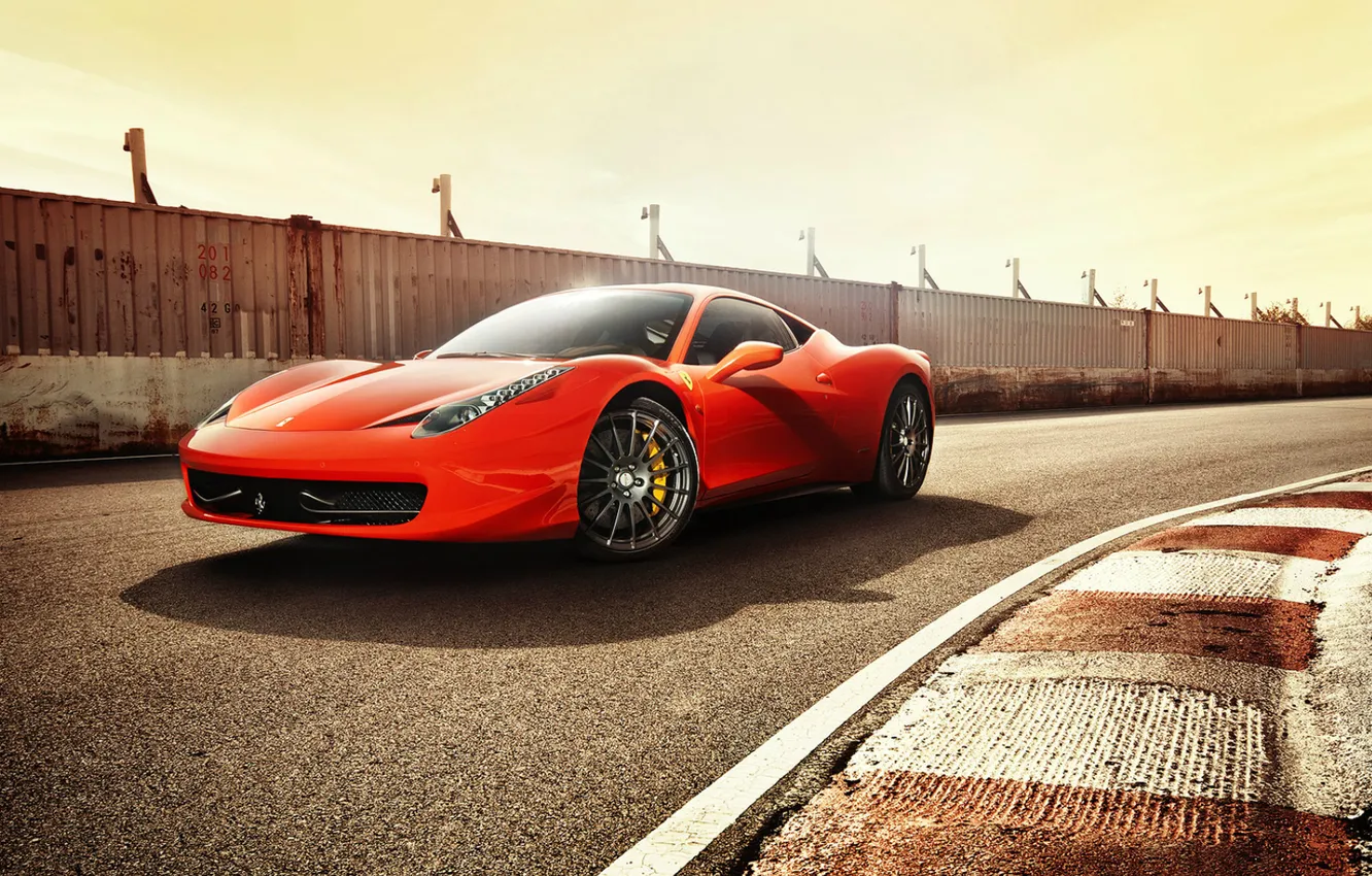 Photo wallpaper red, track, Ferrari, Ferrari, 458 italia, Dejan Sokolovski
