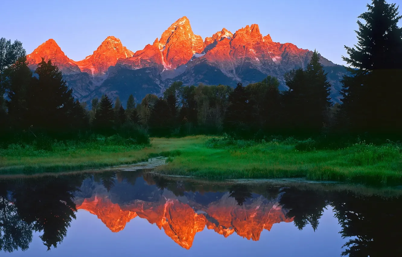 Photo wallpaper landscape, mountains, lake