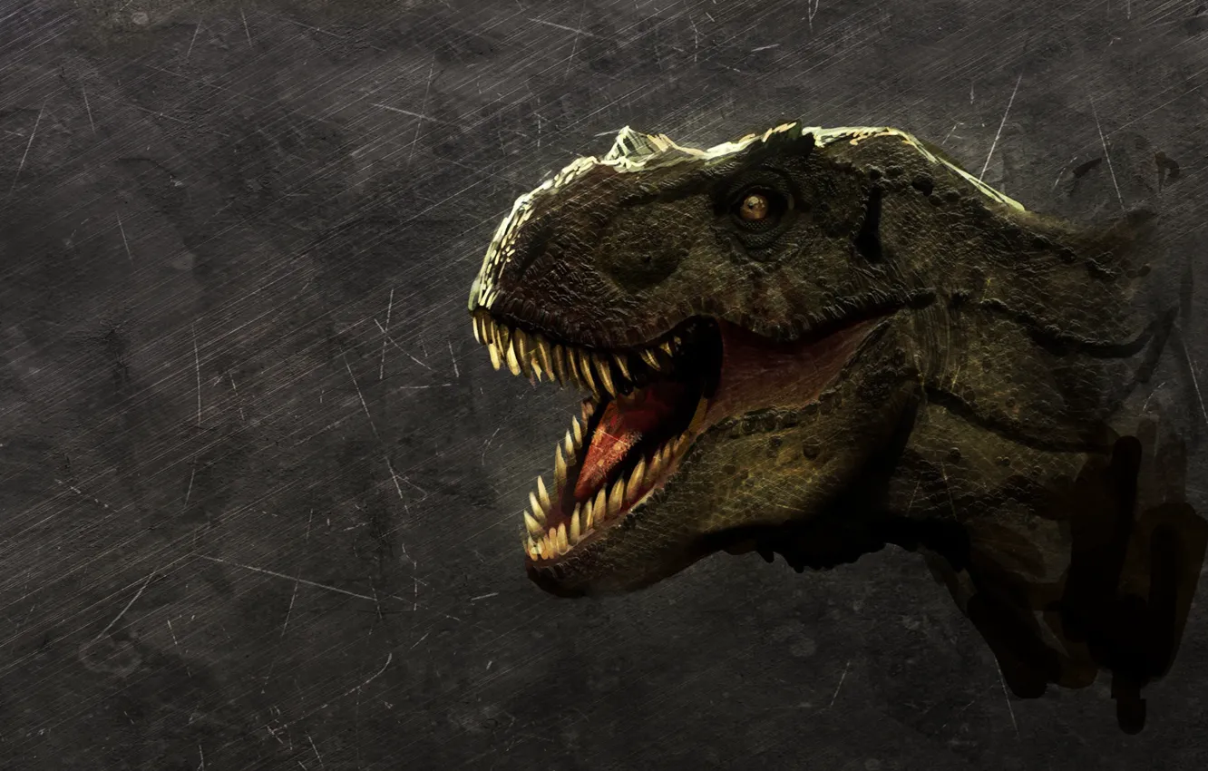 Photo wallpaper dinosaur, predator, teeth, mouth