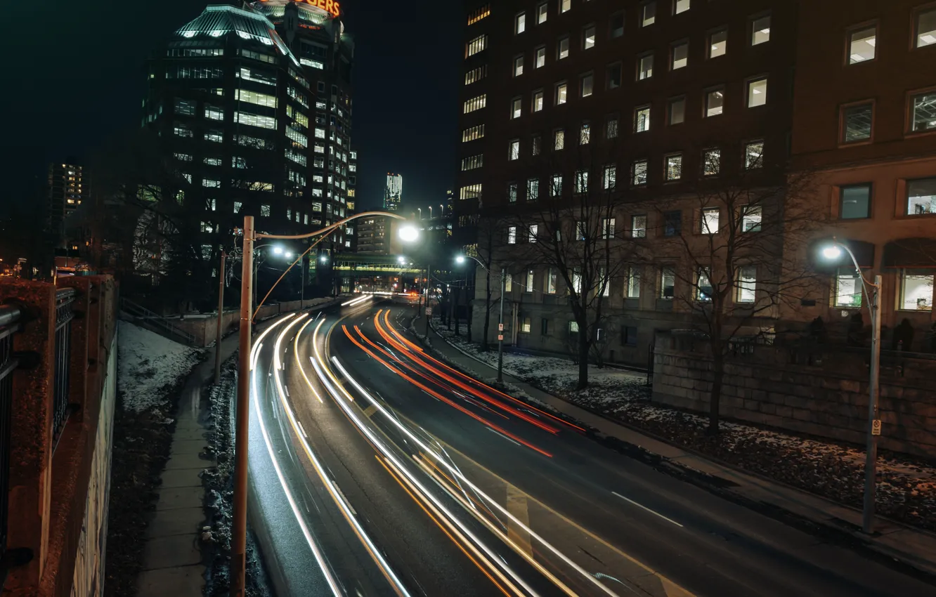 Photo wallpaper the city, lights, street