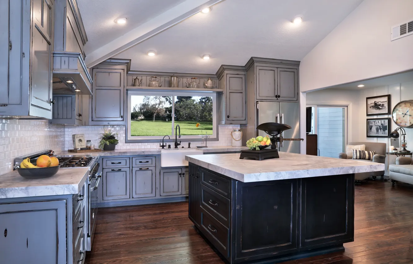 Photo wallpaper furniture, interior, window, kitchen, cottage, design, interior, kitchen