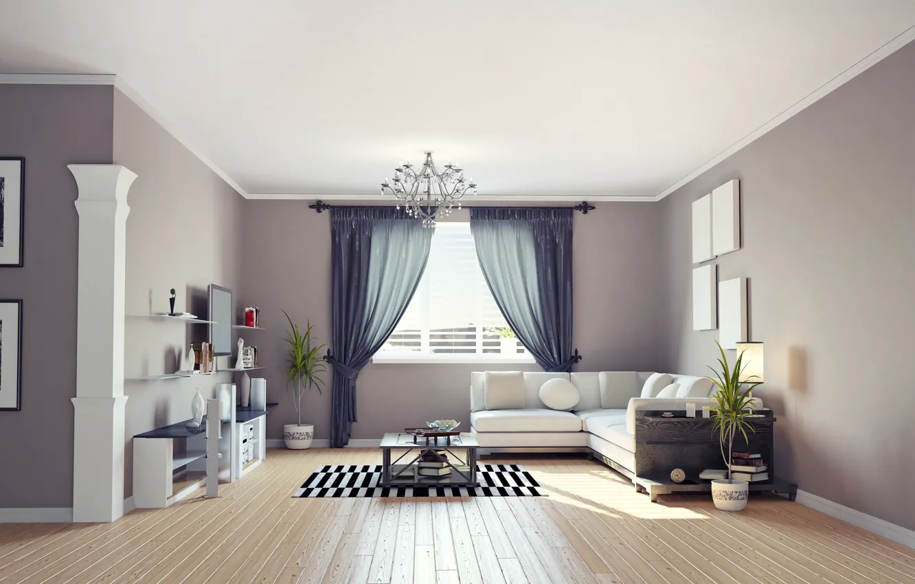 Photo wallpaper room, sofa, furniture, interior, window