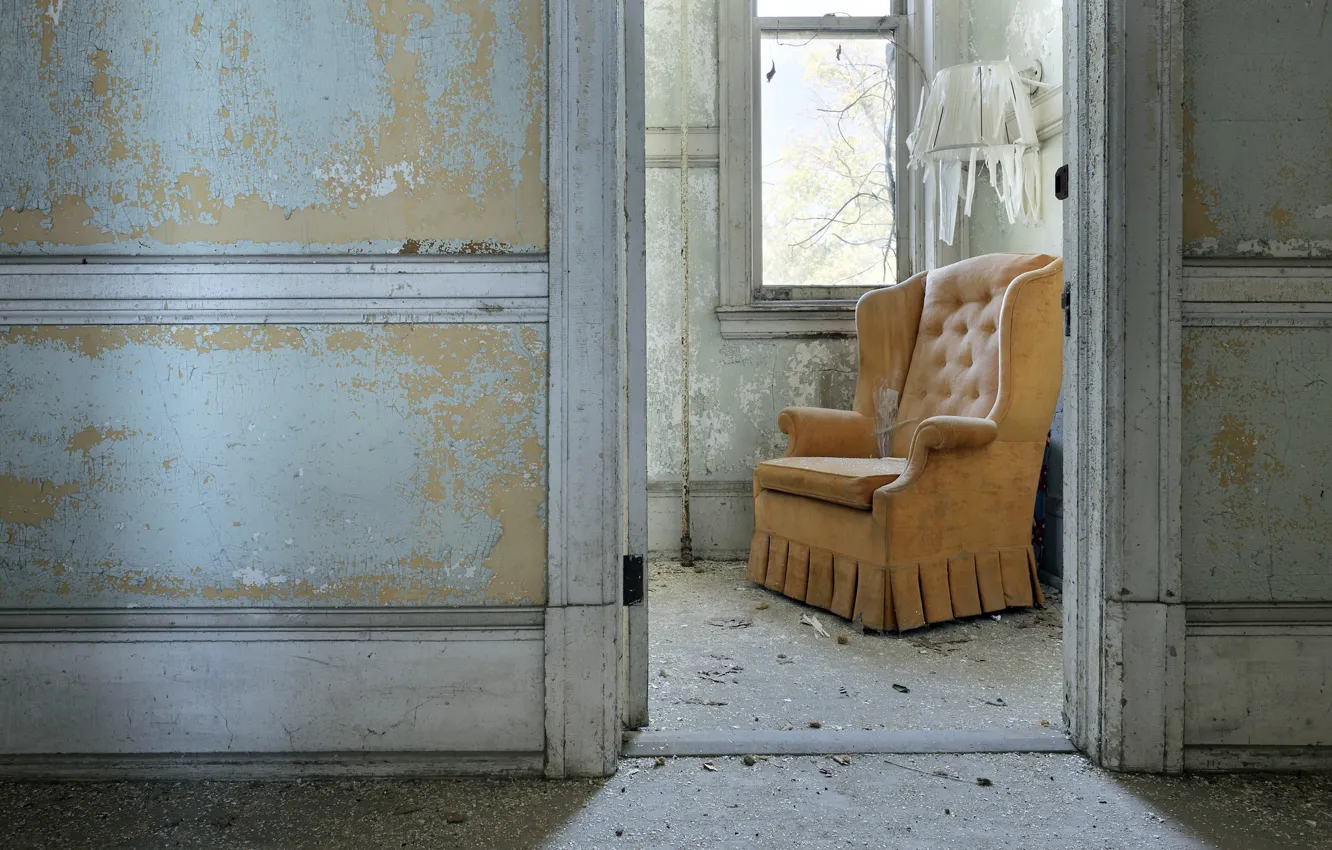 Photo wallpaper room, chair, the door