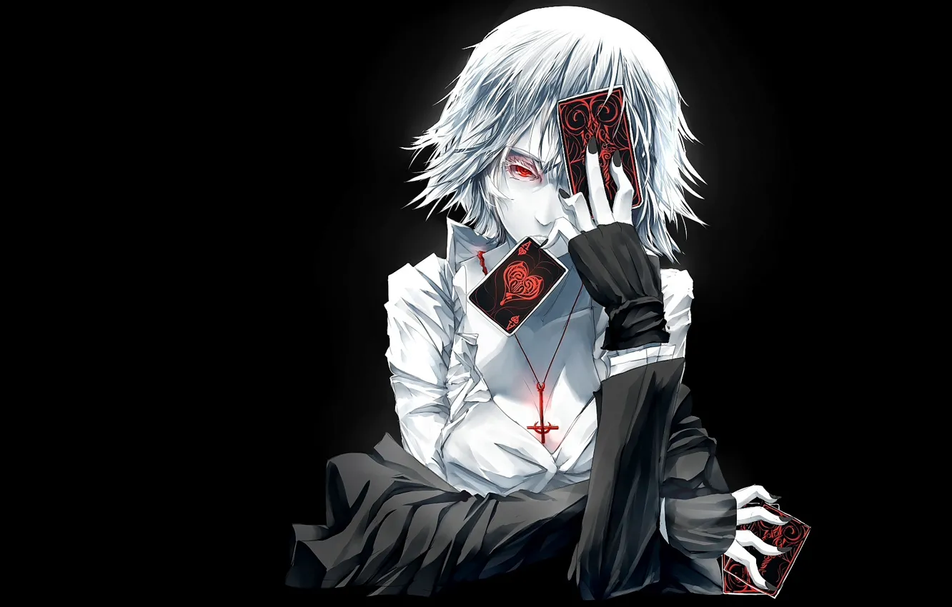 Photo wallpaper card, loneliness, darkness, pain, depression, red eyes, touhou, mitts