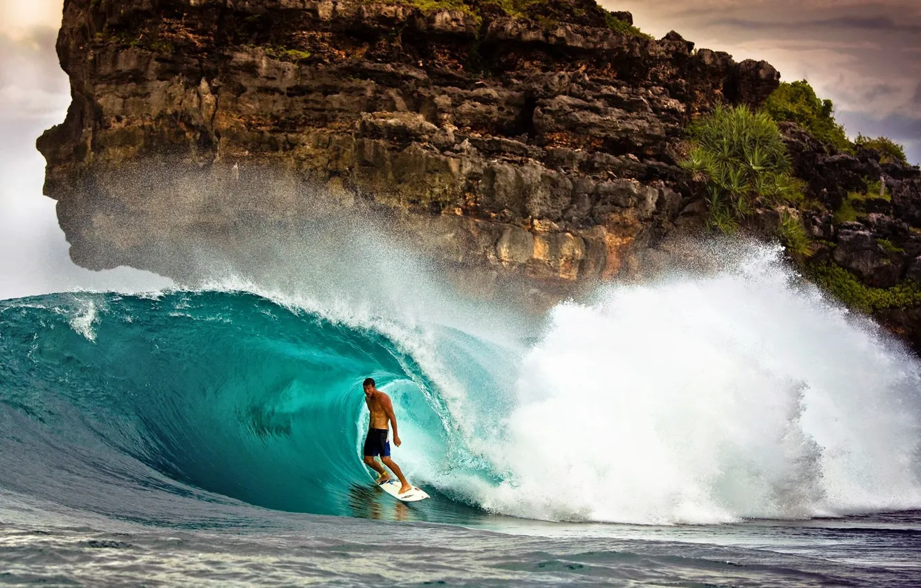 Photo wallpaper wave, surfer, surfing, surfing
