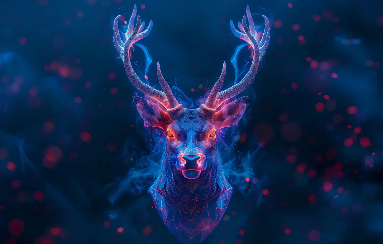 Photo wallpaper abstraction, animal, deer, abstract, animals, AI Art, AI ART