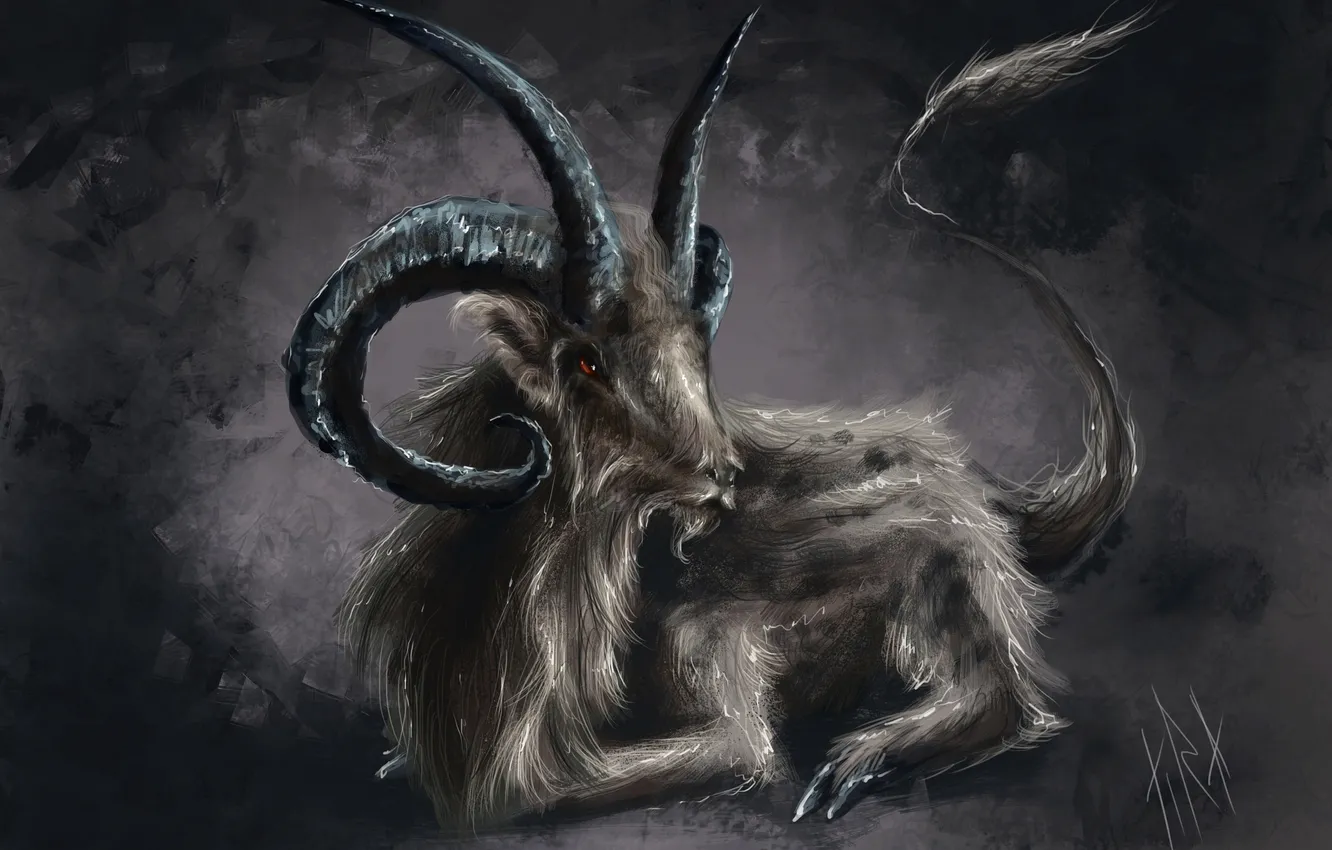Photo wallpaper animal, art, horns, Gory goat