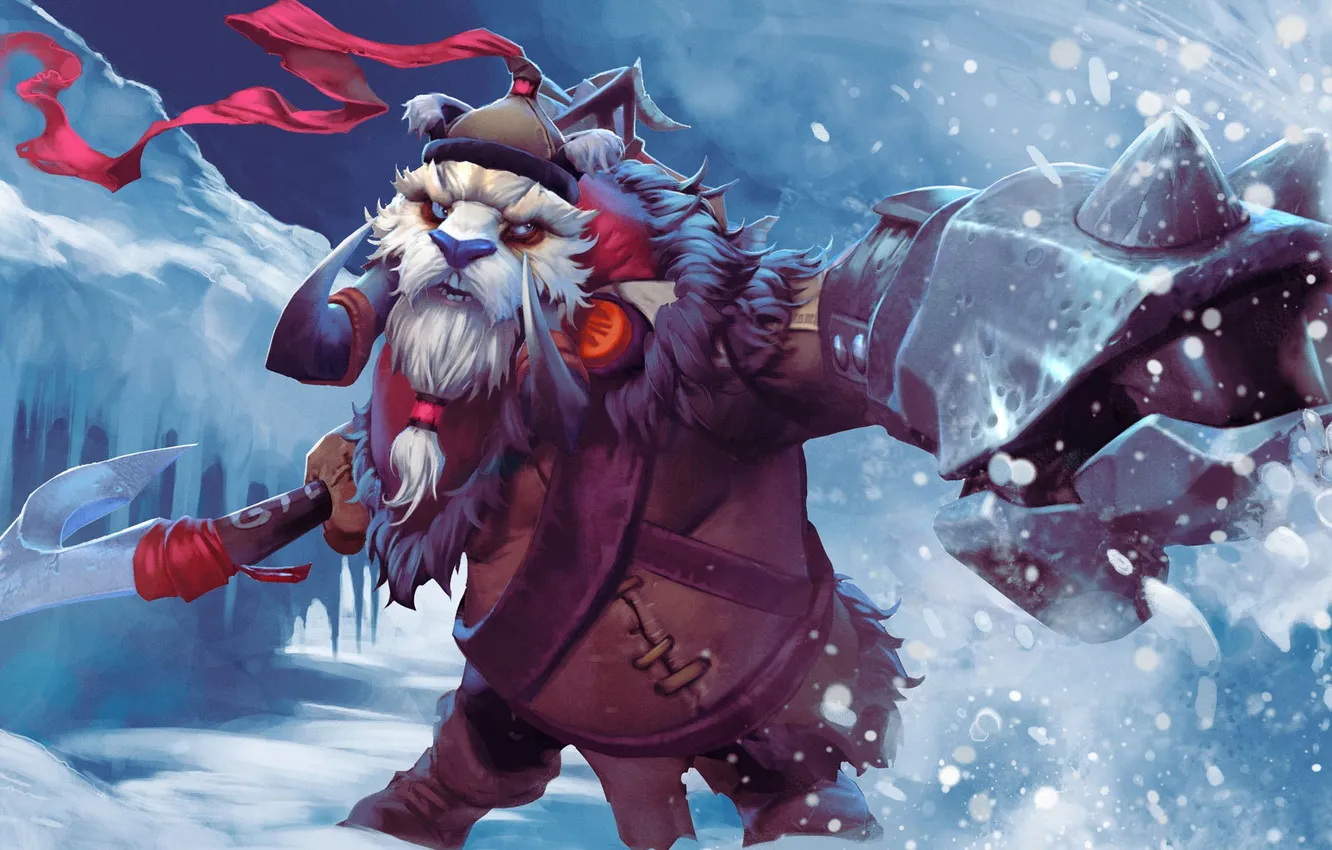 Photo wallpaper snow, fist, dota 2, Tusk