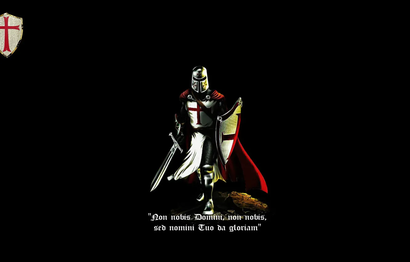 Photo wallpaper red, sword, black, cross, shield, knight, crusader, latin