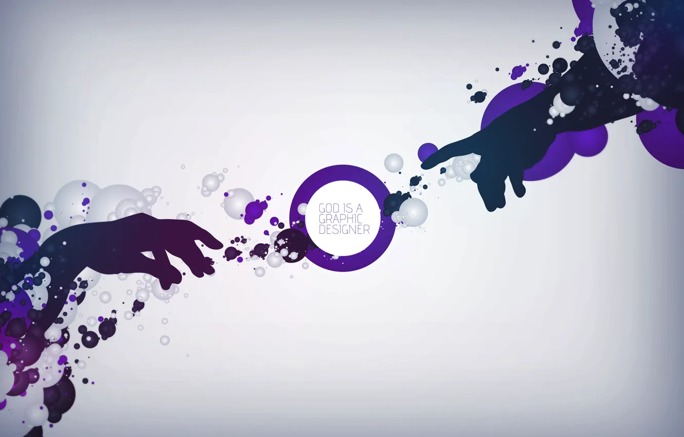 Photo wallpaper circles, the inscription, graphics, God, minimalism, hands, the phrase, Minimalism
