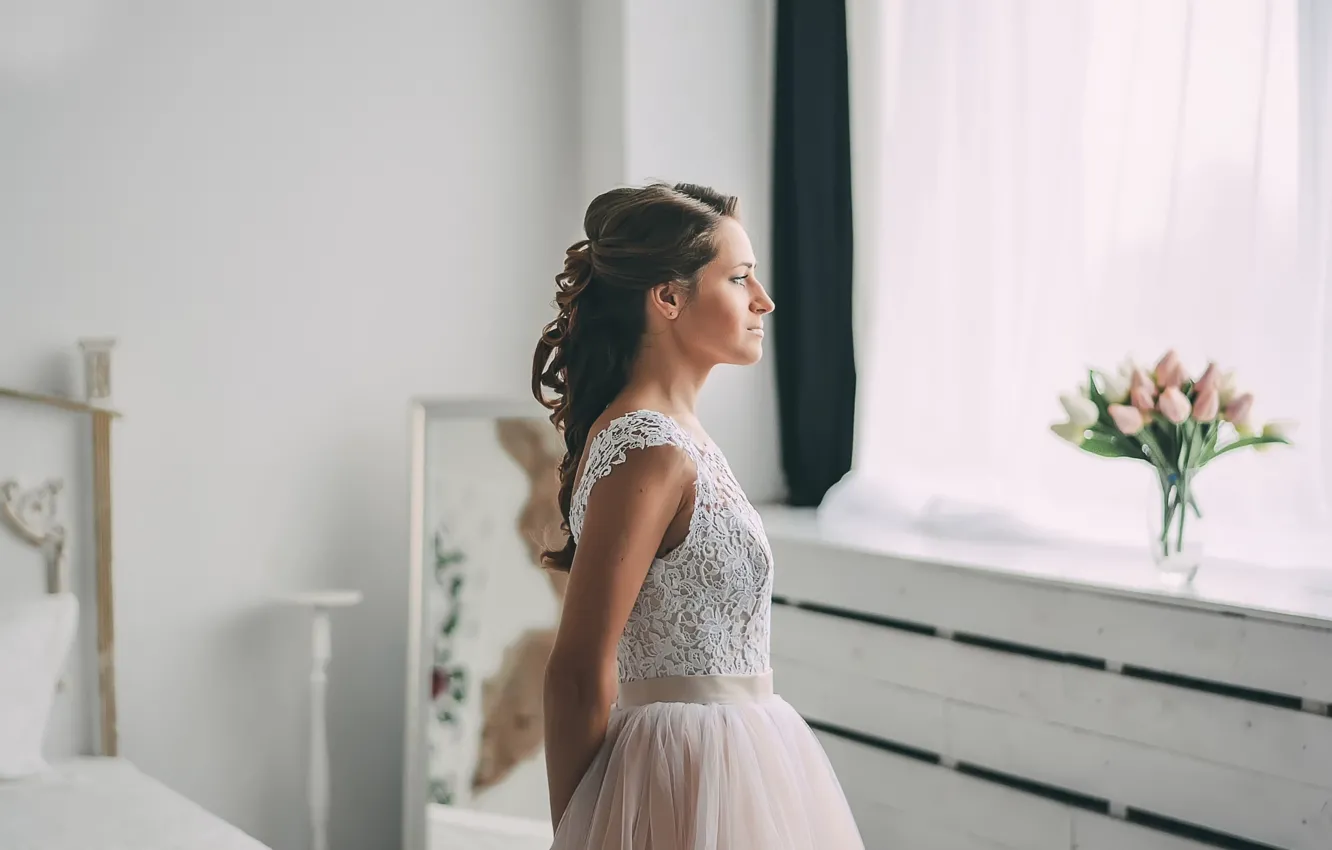 Photo wallpaper bouquet, dress, the bride