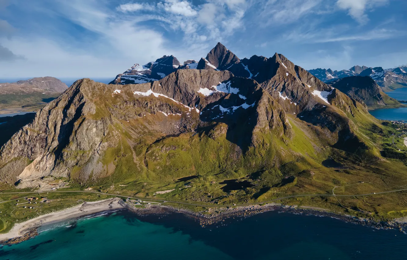 Photo wallpaper mountains, coast, Norway
