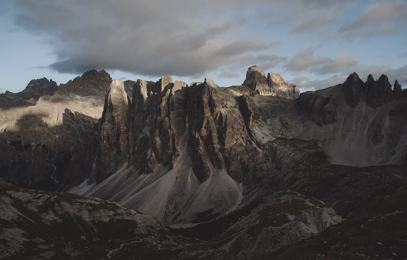 Photo wallpaper the sky, clouds, mountains, nature, rocks