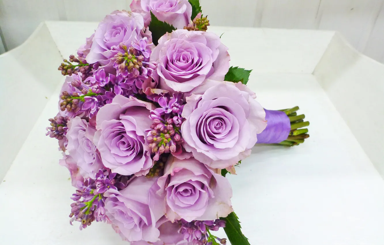 Photo wallpaper roses, bouquet, rose, wedding, lilac, lilac, bouquet, lilac