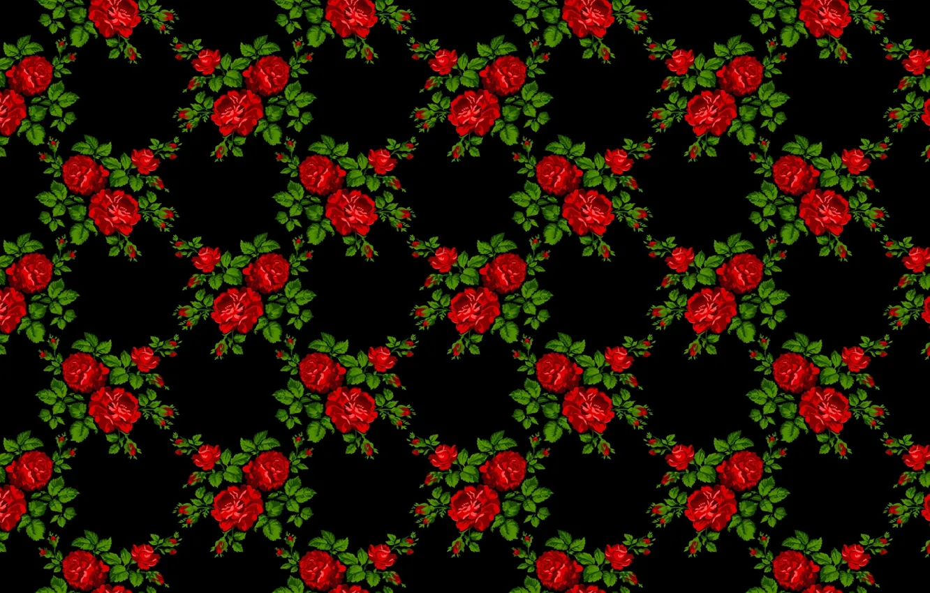 Photo wallpaper flowers, pattern, roses