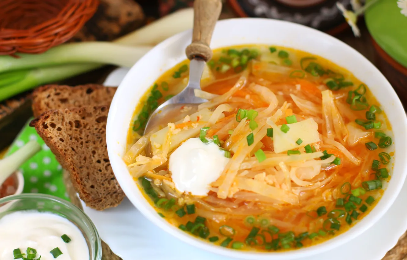 Photo wallpaper bow, bread, sour cream