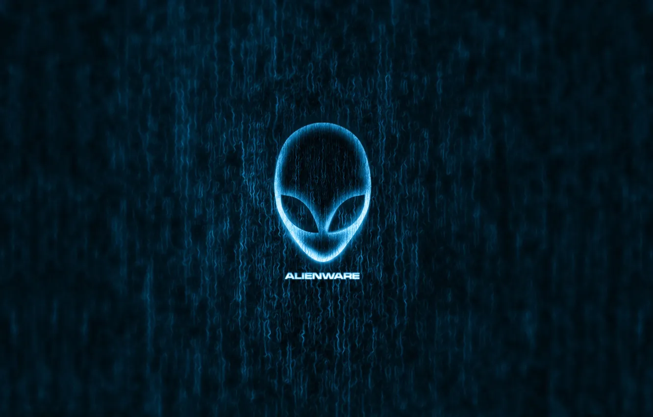 Photo wallpaper logo, alien, blue, brand, head, alienware