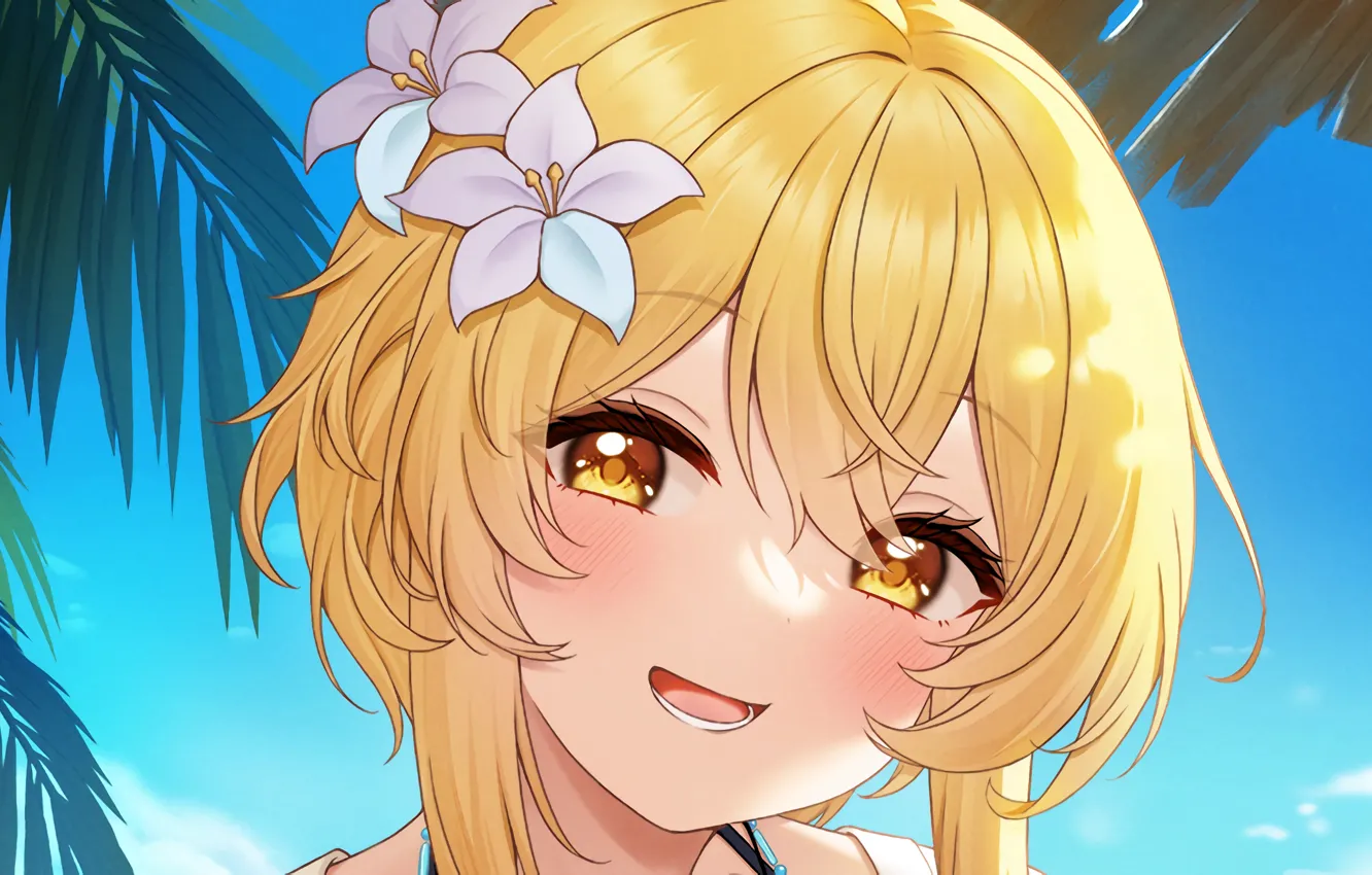 Photo wallpaper girl, long hair, smile, anime, beautiful, pretty, lips, face