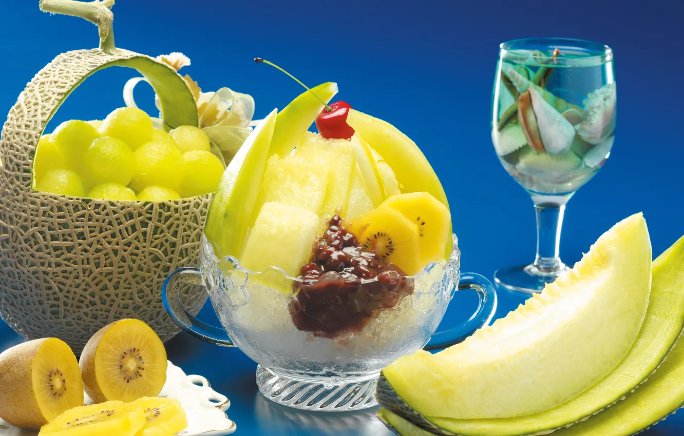 Photo wallpaper kiwi, fruit, dessert, melon