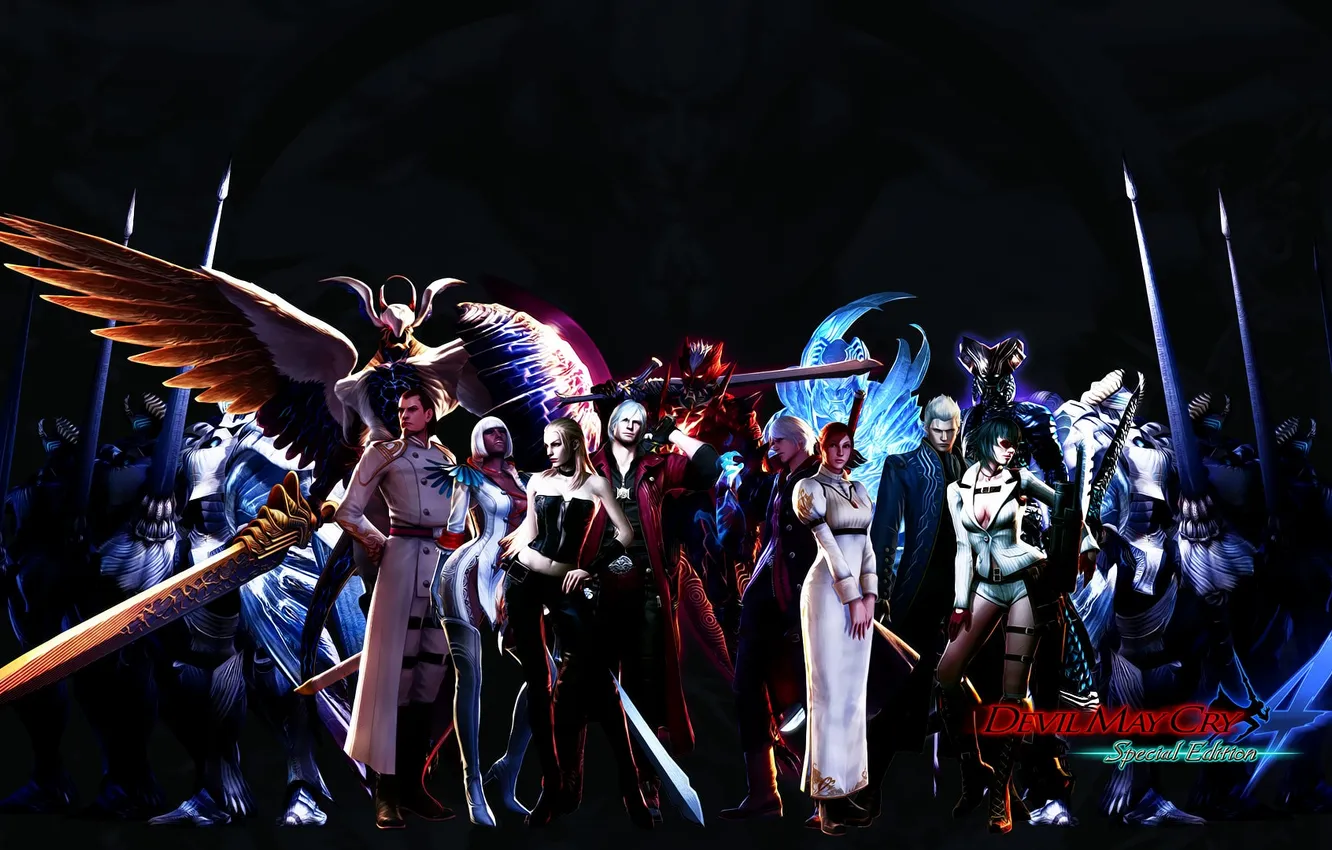 Photo wallpaper Dante, Gloria, Devil may cry 4, Nero, Credo, Virgil, Lady, Trish