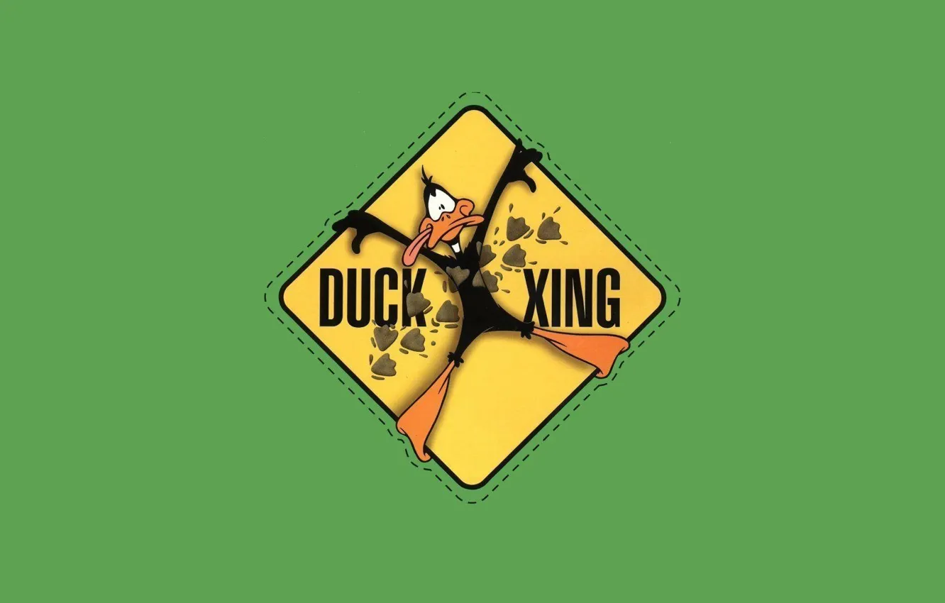 Photo wallpaper green, minimalism, Daffy Duck, Looney Tunes