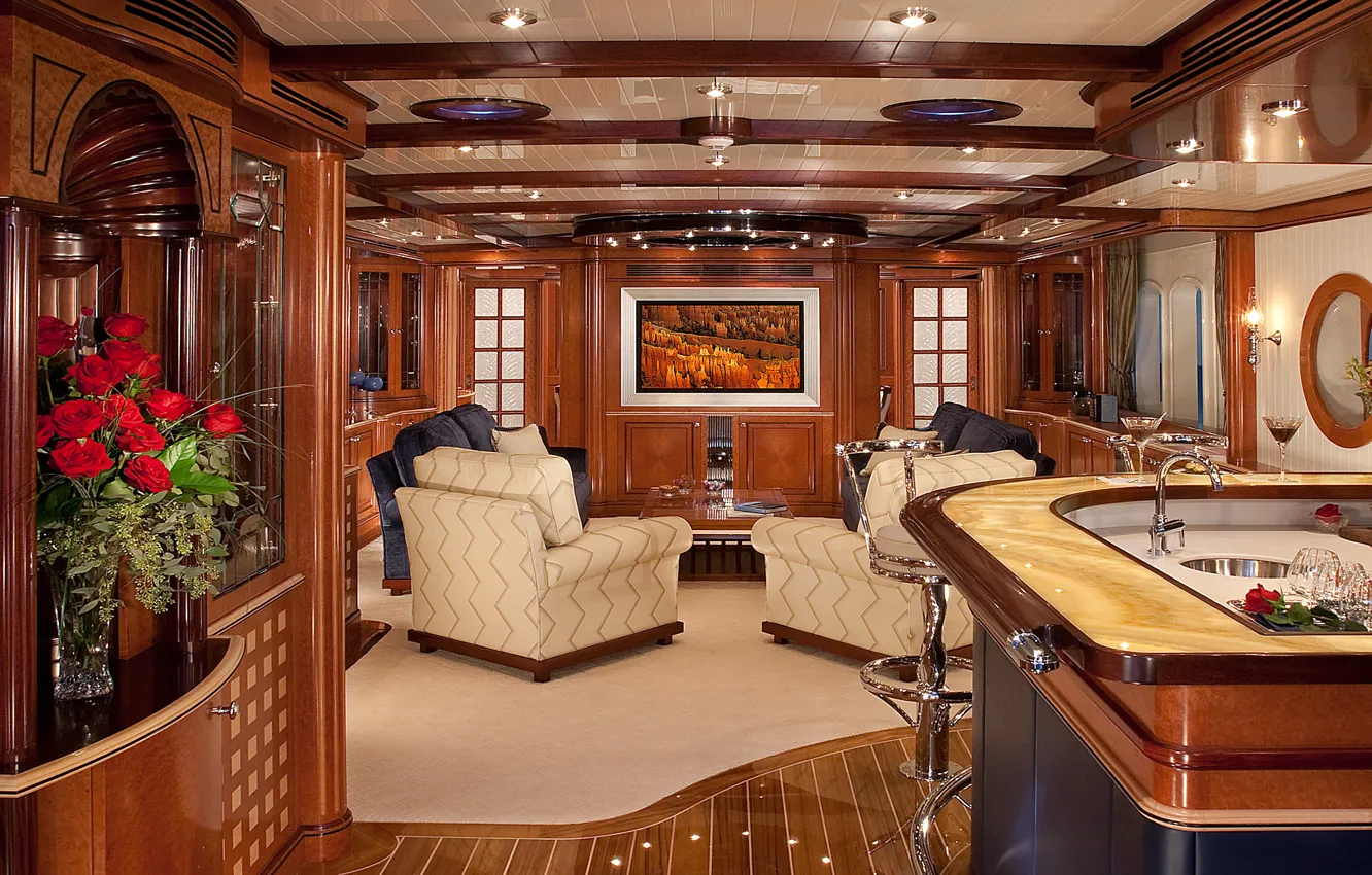 Photo wallpaper design, style, interior, yacht, salon, Suite