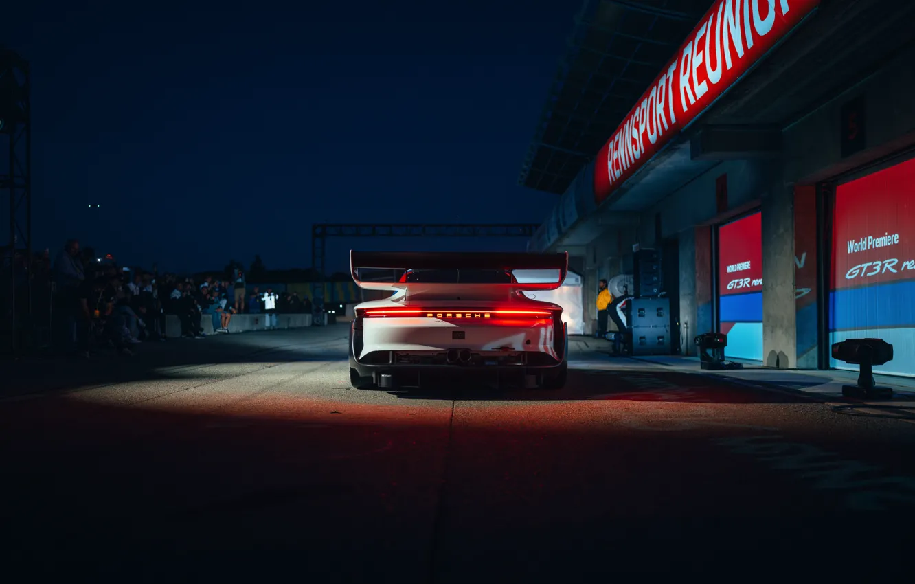 Photo wallpaper 911, Porsche, taillights, Porsche 911 GT3 R racing