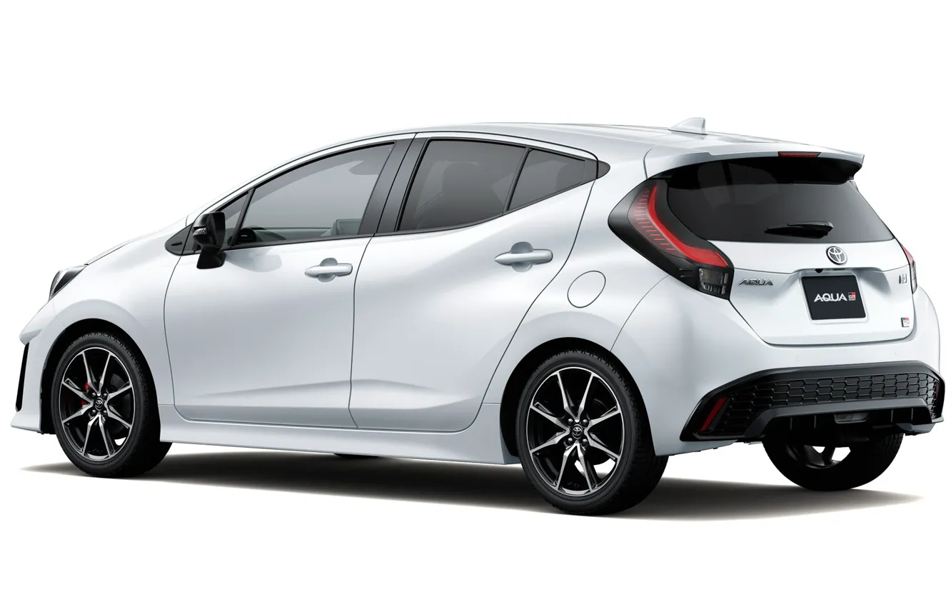 Photo wallpaper white background, Toyota, Aqua, GR Sport, Toyota Aqua GR Sport