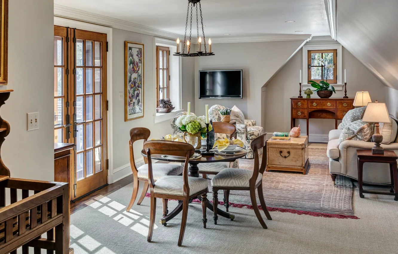 Photo wallpaper style, interior, living room, dining room, small room