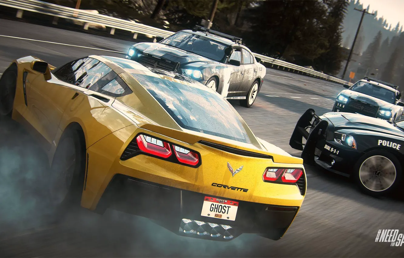 Photo wallpaper Corvette, Chevrolet, Need for Speed, nfs, dodge, police, charger, Stingray