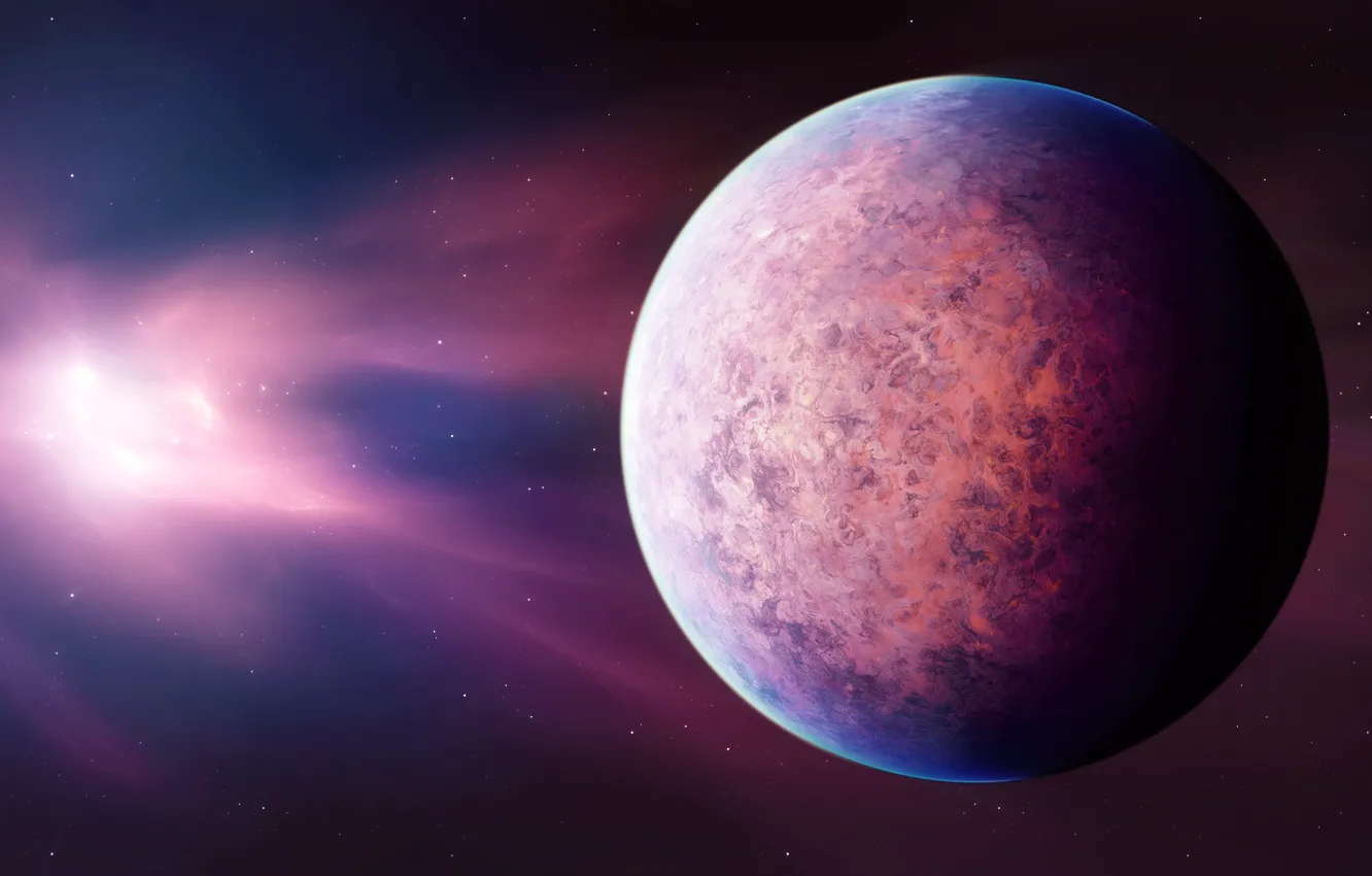 Photo wallpaper stars, lights, planet, glow