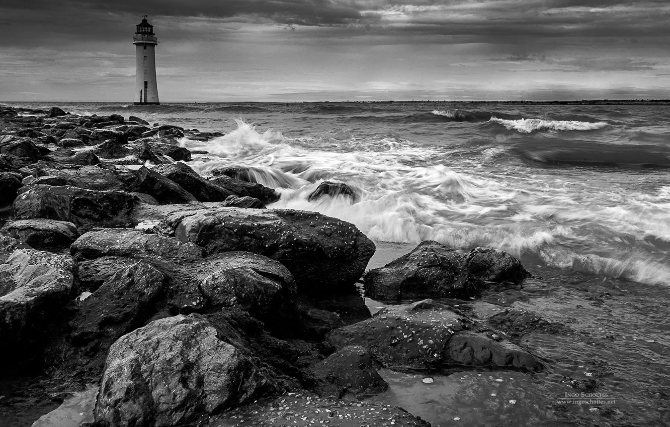 Photo wallpaper sea, rocks, lighthouse