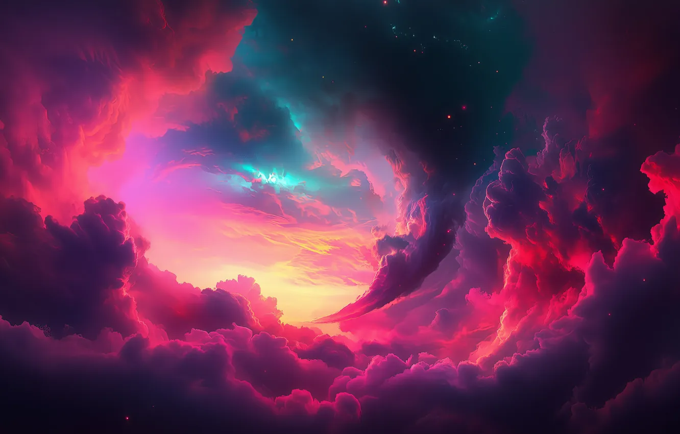 Photo wallpaper colorful, clouds, AI art