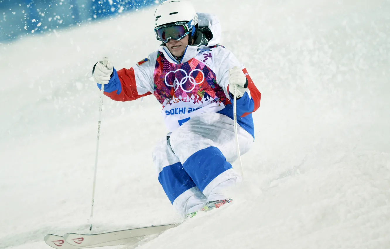 Photo wallpaper snow, Olympics, Russia, Sochi, 2014, Alexander Smyshlyaev, freestyle Mogul