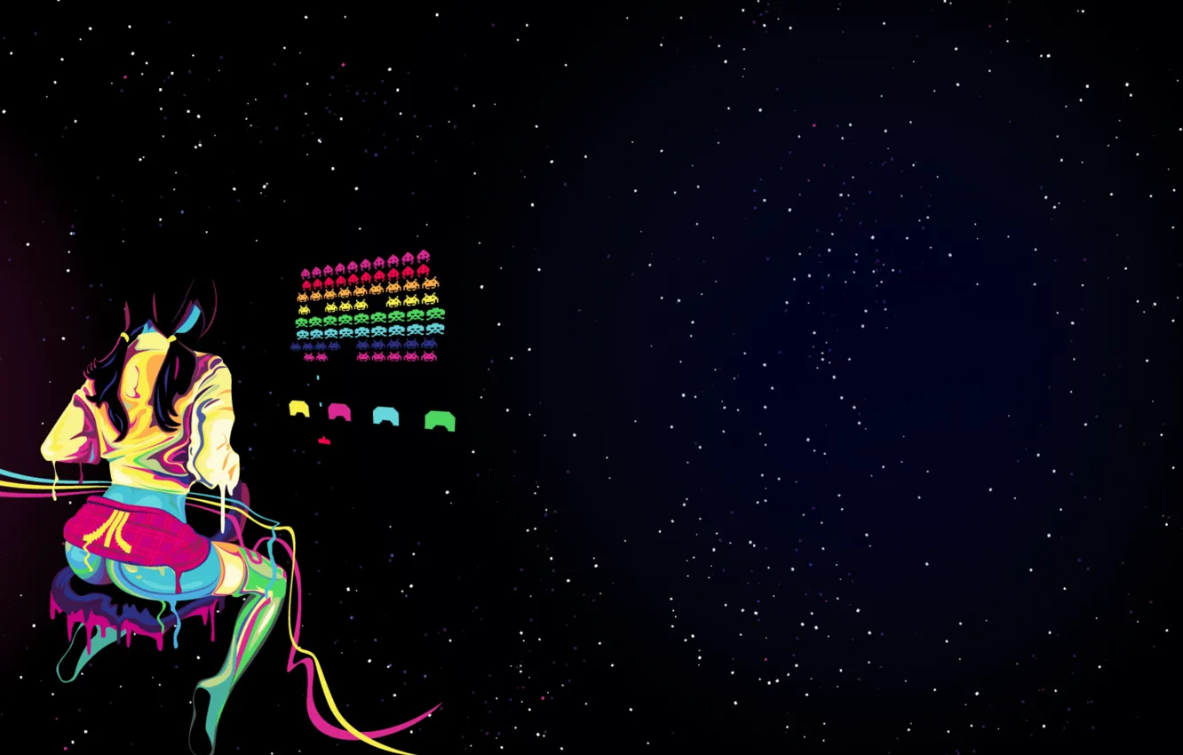 Photo wallpaper ass, Ass, Space, Girls, Retro, ASS, Space Invaders, Atari