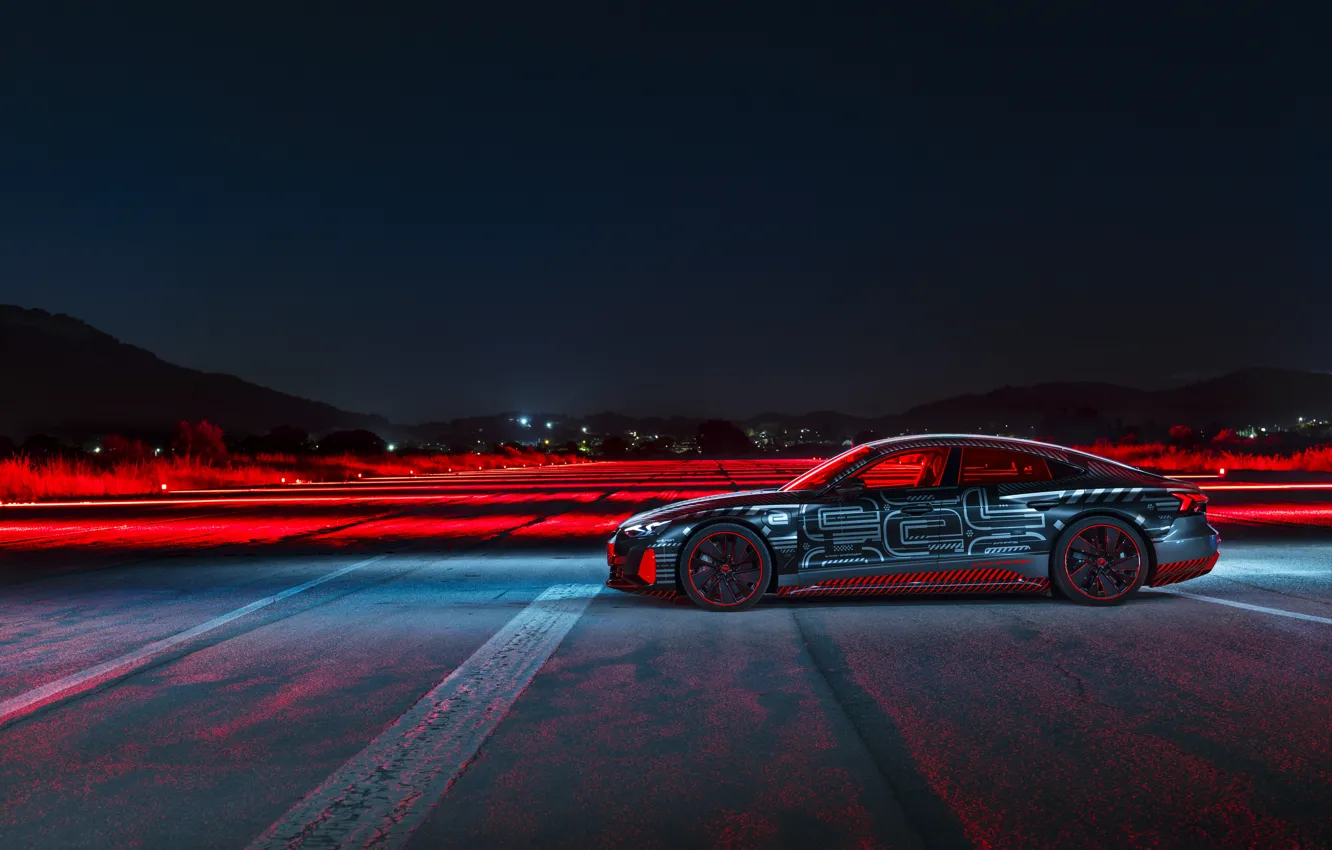 Photo wallpaper light, Audi, coupe, the evening, side view, 2020, RS e-Tron GT Prototype