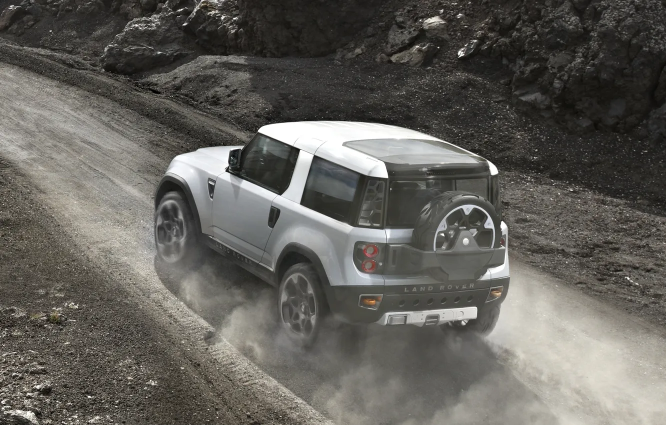 Photo wallpaper road, Concept, dust, jeep, SUV, the concept, Land Rover, rear view